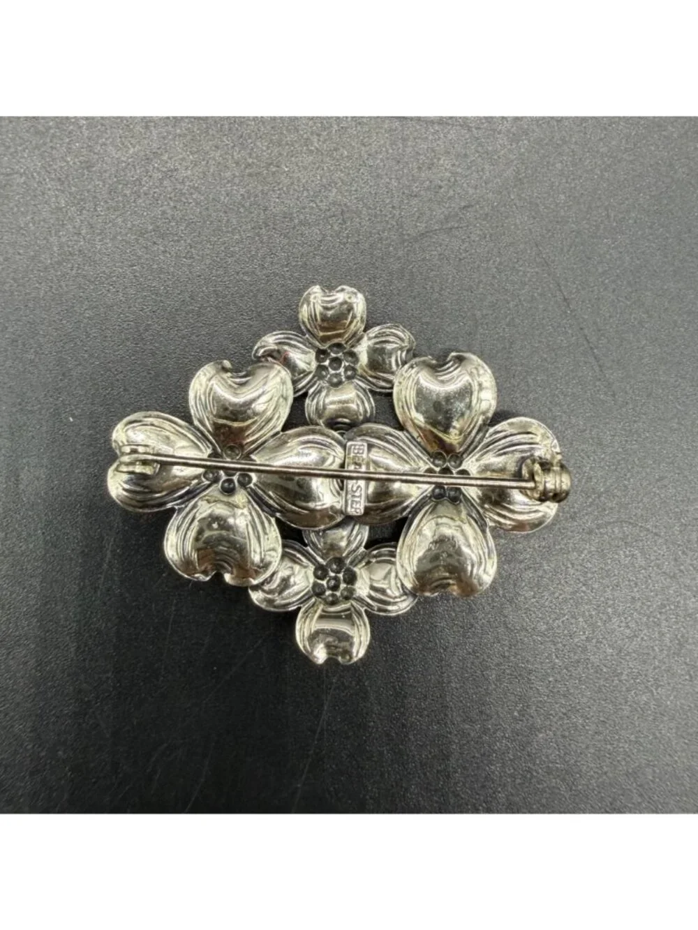 Dogwood Flower Brooch Pin Vintage Beau Sterling Silver Floral Jewelry Retro